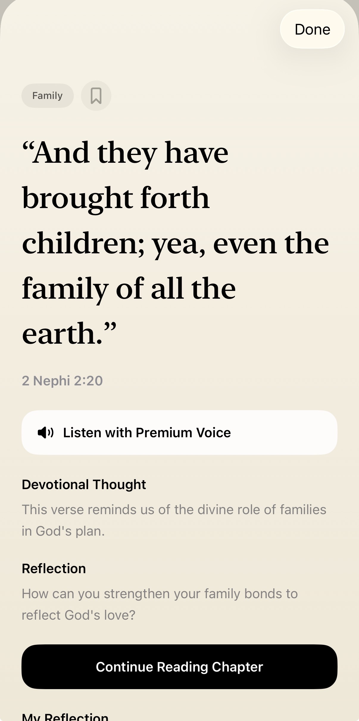 Nephi showing a scripture centered on hope and calm